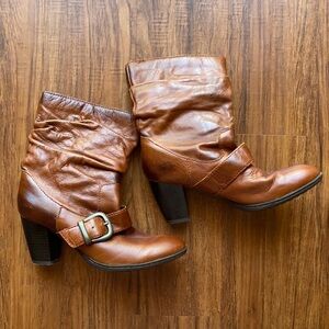 BOC mid calf leather boots size 8 comfort boots